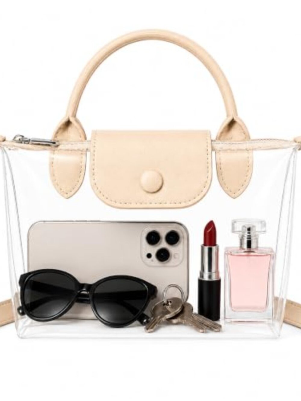 Clear PVC Crossbody Bag Stadium Approved Purse Adjustable Strap Women Travel